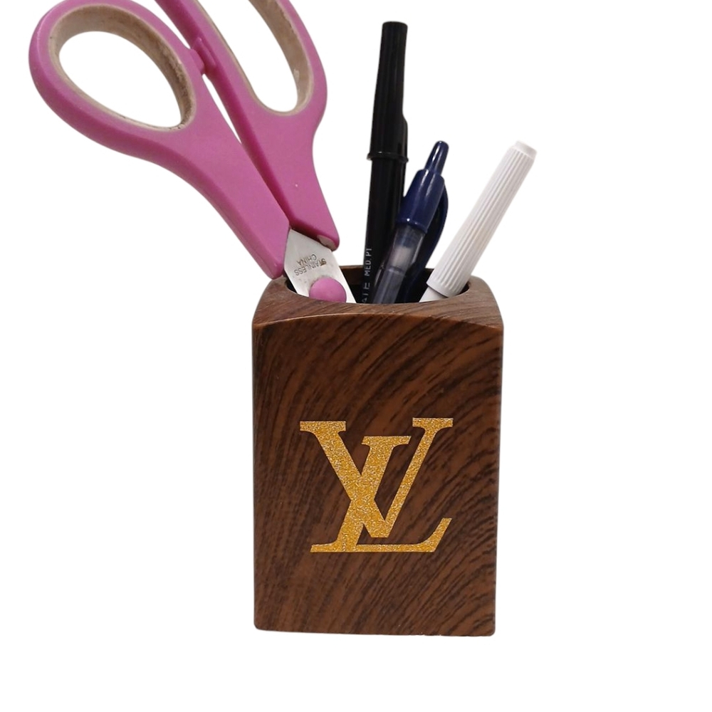 Pencil‎ Holder Art Gold LouisVuittonLettersBRAND NEW ITEM Makeup Brush Holder